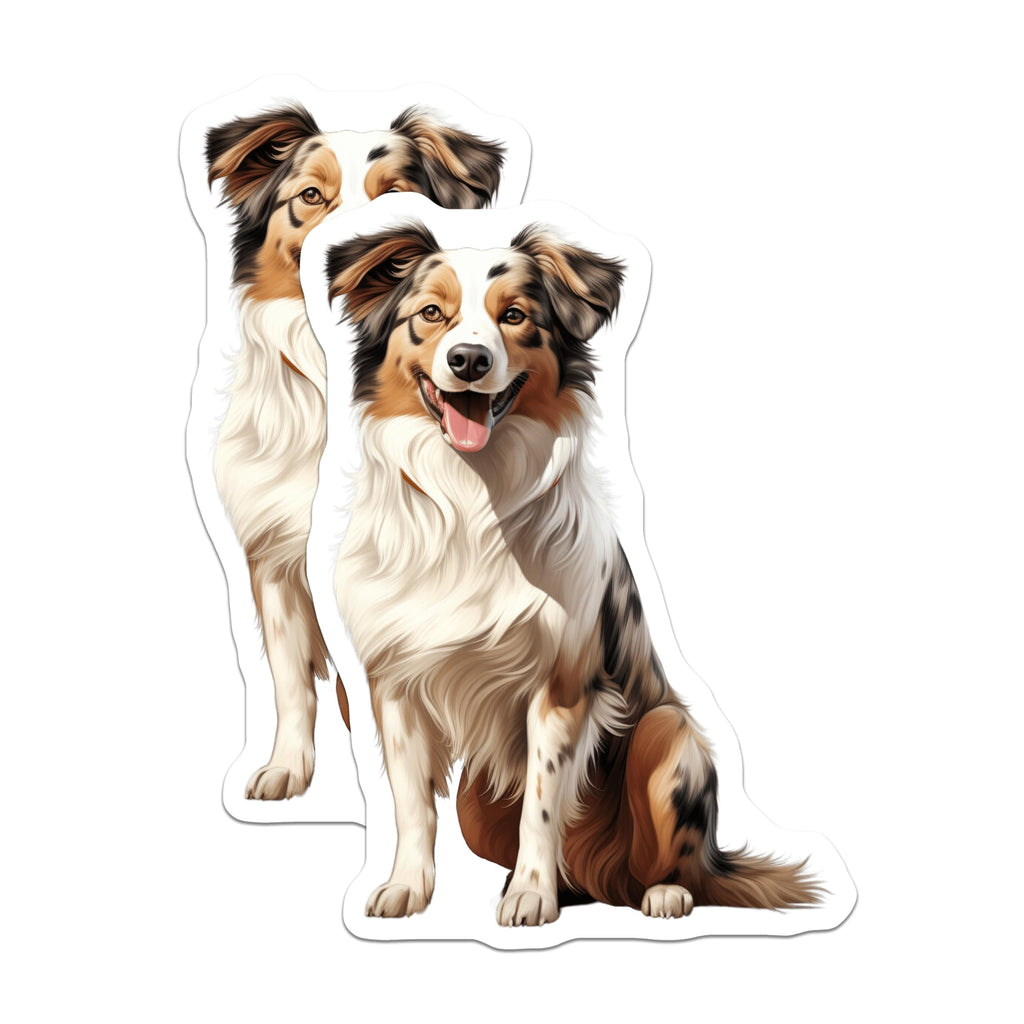 (2 Pack) Australian Shepherd Magnets - Aussie Dog Art - Tri Color Pet Parent Decor - 5 Inches On Longest Side - Thick Durable Magnet - Made in USA - MAG29382