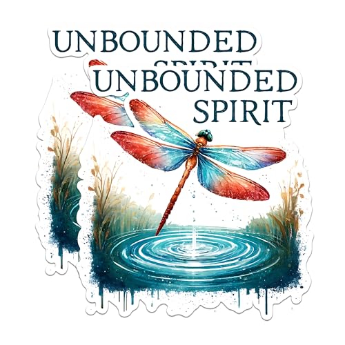 (2 Pack) Unbounded Spirit Dragonfly Stickers - Inspirational Quote Stickers - Nature-Themed Stickers - 5" On Longest Side - Sticks to Any Smooth Flat Surface - Made in USA - BMCS2688