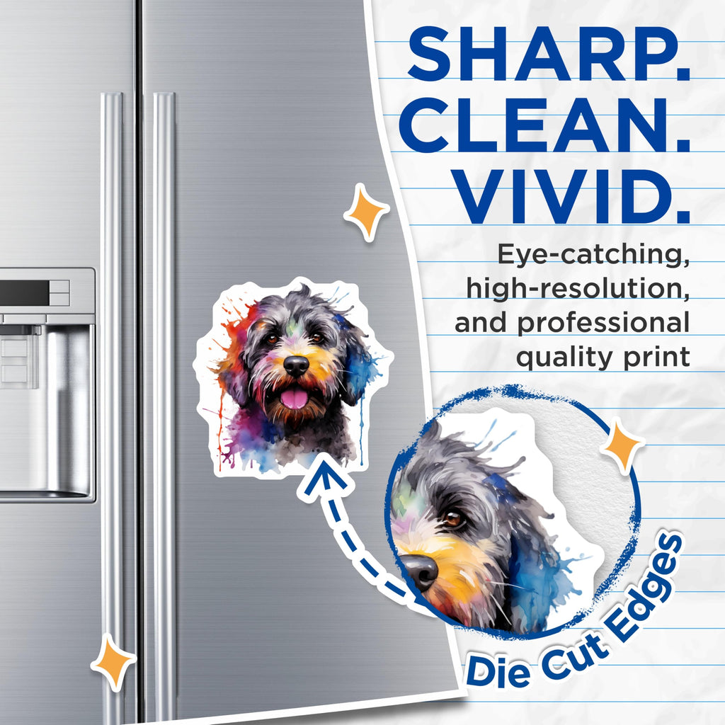 (2 Pack) Watercolor Dog Magnets - Cute Doodle Fridge Magnets - Pet Lover Locker Decoration - 5 Inches On Longest Side - Thick Durable Magnet - Made in USA - MAG26721