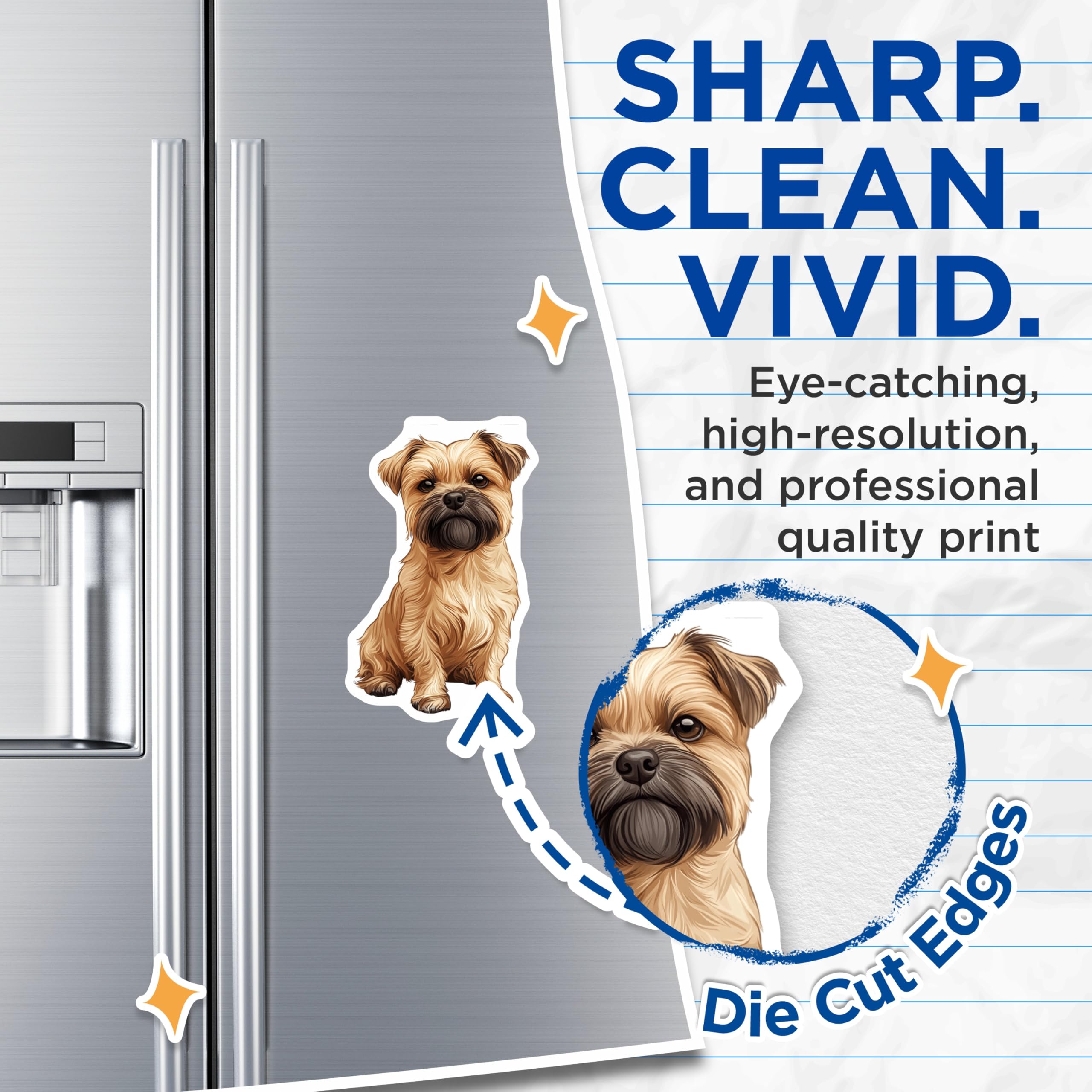 (2 Pack) Cute Terrier Dog Magnets - Fluffy Canine Refrigerator Decor - Pet Owner Kitchen Display - 5 Inches On Longest Side - Thick Durable Magnet - Made in USA - MAG27666