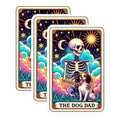 (3 Pack) Dog Dad Tarot Card Decals - Cavalier Spaniel - Spooky Skeleton Laptop - 3 Inches On Longest Side - Easy Peel & Apply - Made in USA - 3MCS4155
