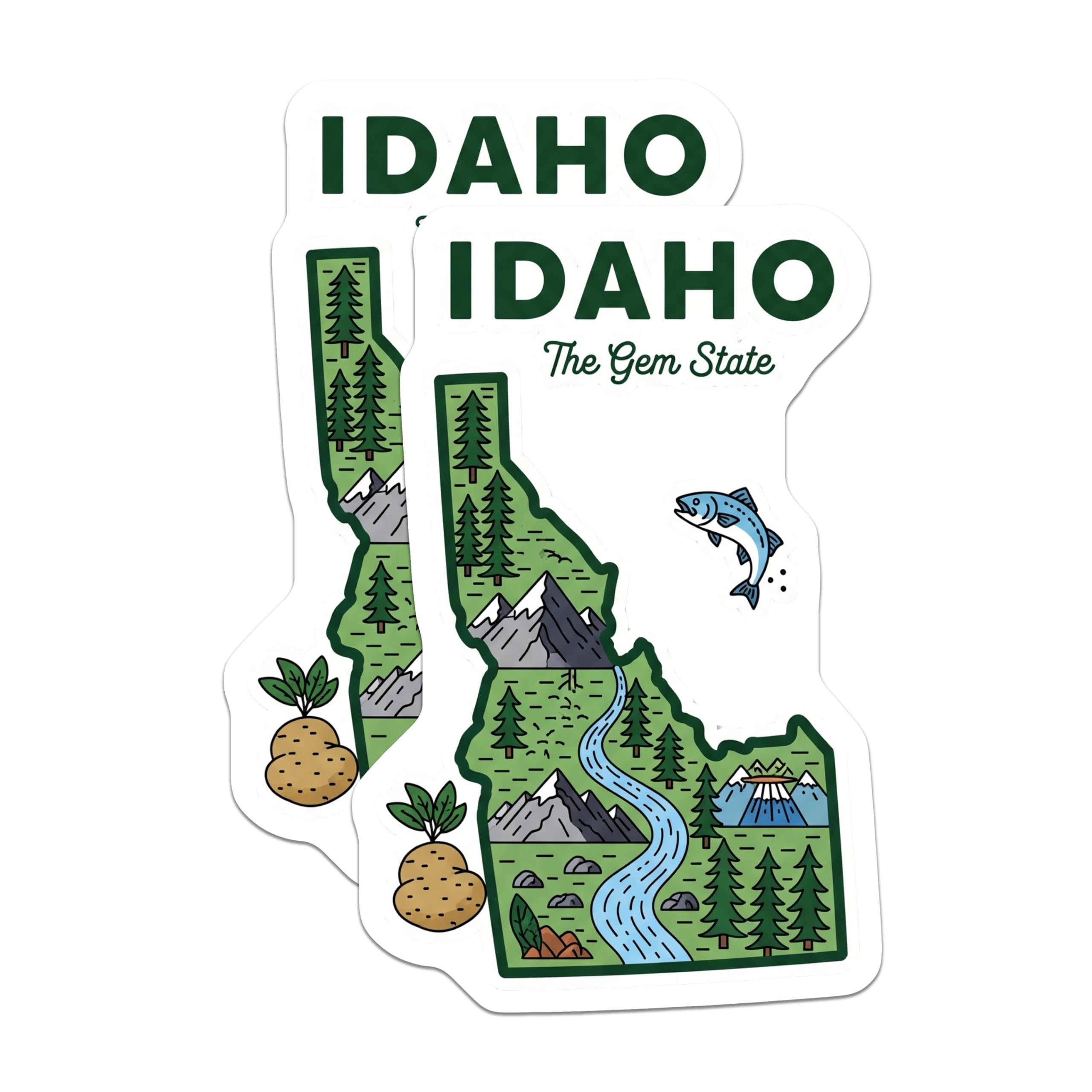 (2 Pack) Idaho State Magnets - Gem State Travel Souvenir - Fridge Refrigerator Magnets - 5" On Longest Side - Premium Magnet - for Cars, Refrigerators, Toolboxes, Lockers - Made in USA - MAG14322