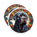 (2 Pack) Black Lab Dog Magnets - Stained Glass Labrador Retriever Decor - Pet Lover Refrigerator Art - 5 Inches On Longest Side - Thick Durable Magnet - Made in USA - MAG27688