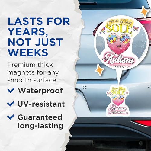 (2 Pack) Be Kind Sole Autism Awareness Magnets - Inspirational Magnets - Autism Advocacy Stickers - 5" On Longest Side - for Cars, Fridges, Toolboxes - Made in USA - MAG6620