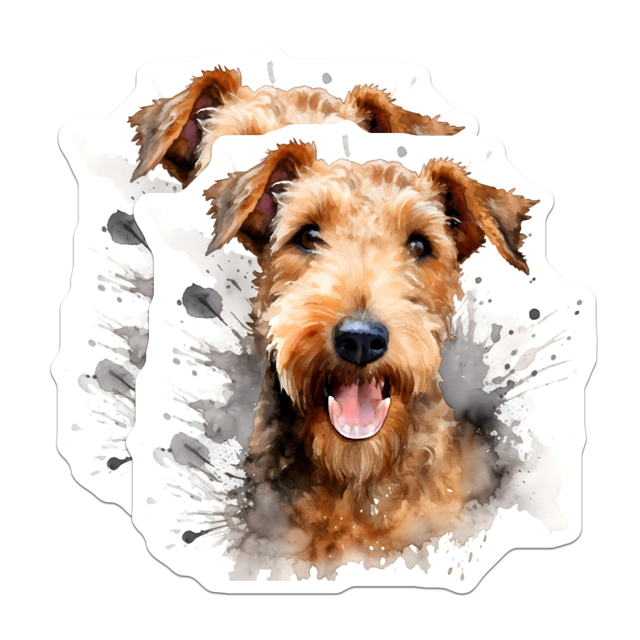 (2 Pack) Airedale Terrier Magnets - Watercolor Dog Decor - Pet Lover Collectibles - 5 Inches On Longest Side - Thick Durable Magnet - Made in USA - MAG28102