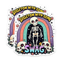 (2 Pack) Skeleton with Some Swag Stickers - Funny Skeleton Stickers - Cool Skeleton Stickers - 5" On Longest Side - Sticks to Smooth Flat Surfaces - Made in USA - BMCS5262