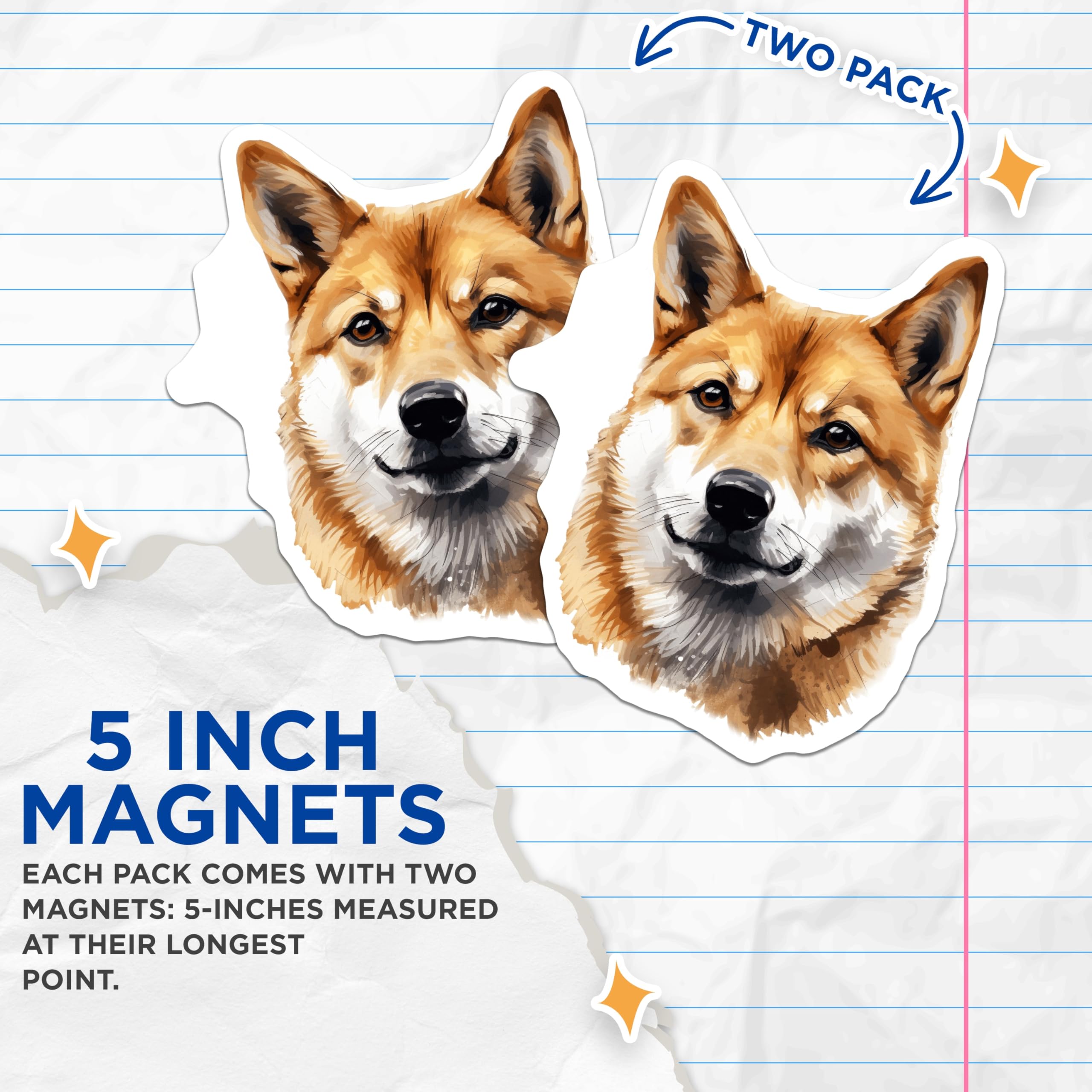 (2 Pack) Shiba Inu Magnets - Cute Dog Decor - Japanese Breed Pet Lover - 5 Inches On Longest Side - Thick Durable Magnet - Made in USA - MAG29560