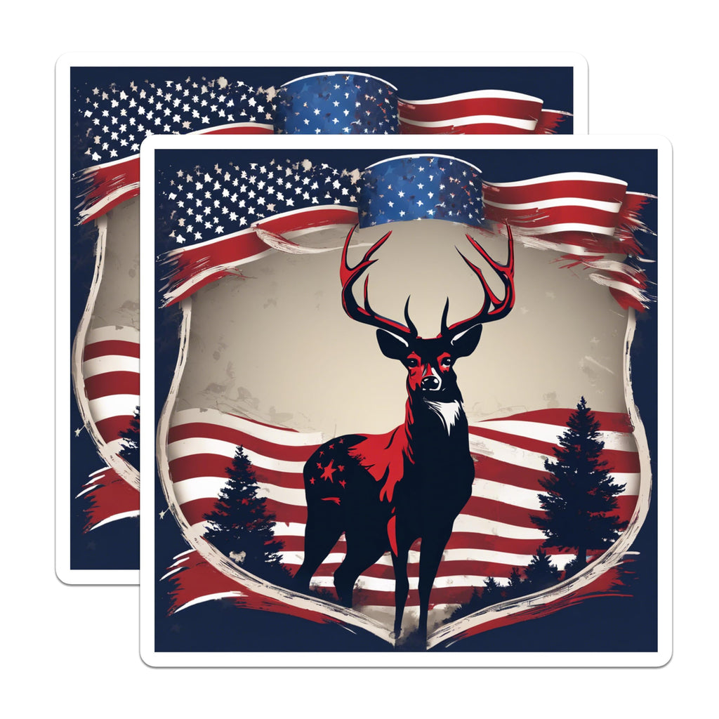 (2 Pack) American Flag Deer Magnets - Patriotic Wildlife Art - USA Hunting Decor - 5 Inches On Longest Side - Thick Durable Magnet - Made in USA - MAG19937