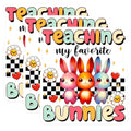 (3 Pack) Bunny Rabbit Decals - Teaching Bunnies - Cute Colorful Decal - 3 Inches On Longest Side - Easy Peel & Apply - Made in USA - 3MCS6900
