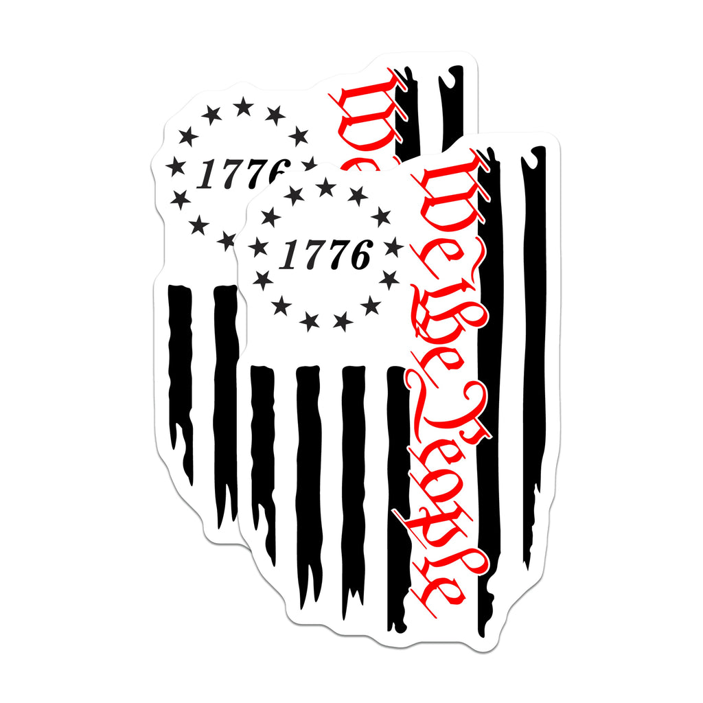 (2 Pack) 1776 We The People Magnets - Distressed American Flag - Conservative USA History - Freedom Declaration - 5 Inches On Longest Side - Thick Durable Magnet - Made in USA - MAG39129