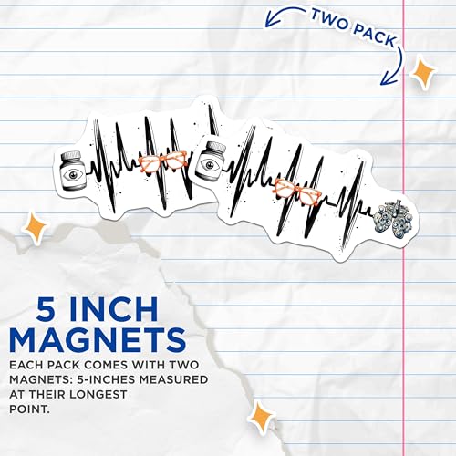(2 Pack) Eye Test Magnets - Heartbeat Design - 5" On Longest Side - for Cars, Fridges, Toolboxes - Made in USA - MAG8082
