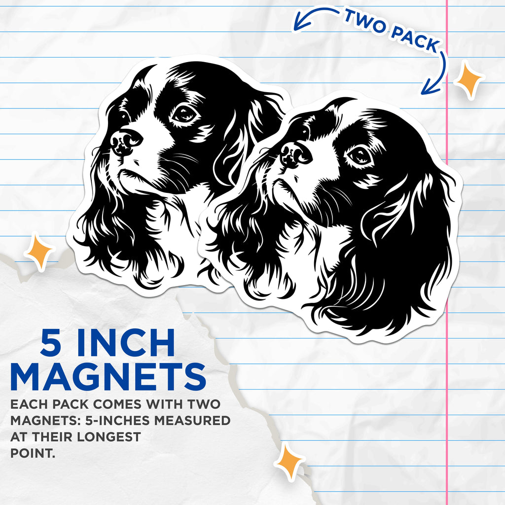 (2 Pack) Cavalier King Charles Spaniel Magnets - Dog Lover Accent - Pet Parent Decor - 5 Inches On Longest Side - Thick Durable Magnet - Made in USA - MAG37985