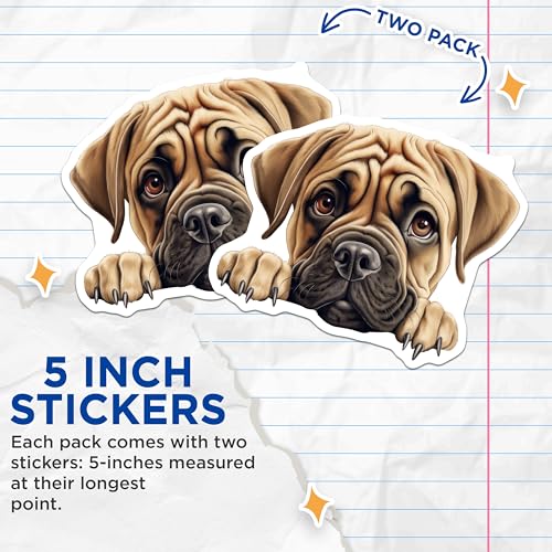 (2 Pack) Cute Dog Stickers - Puppy Sticker - Animal Lover Decal - Pet Owner Accessory - Dog Art Sticker - 5" On Longest Side - Sticks to Smooth Flat Surfaces - Made in USA - BMCS9894