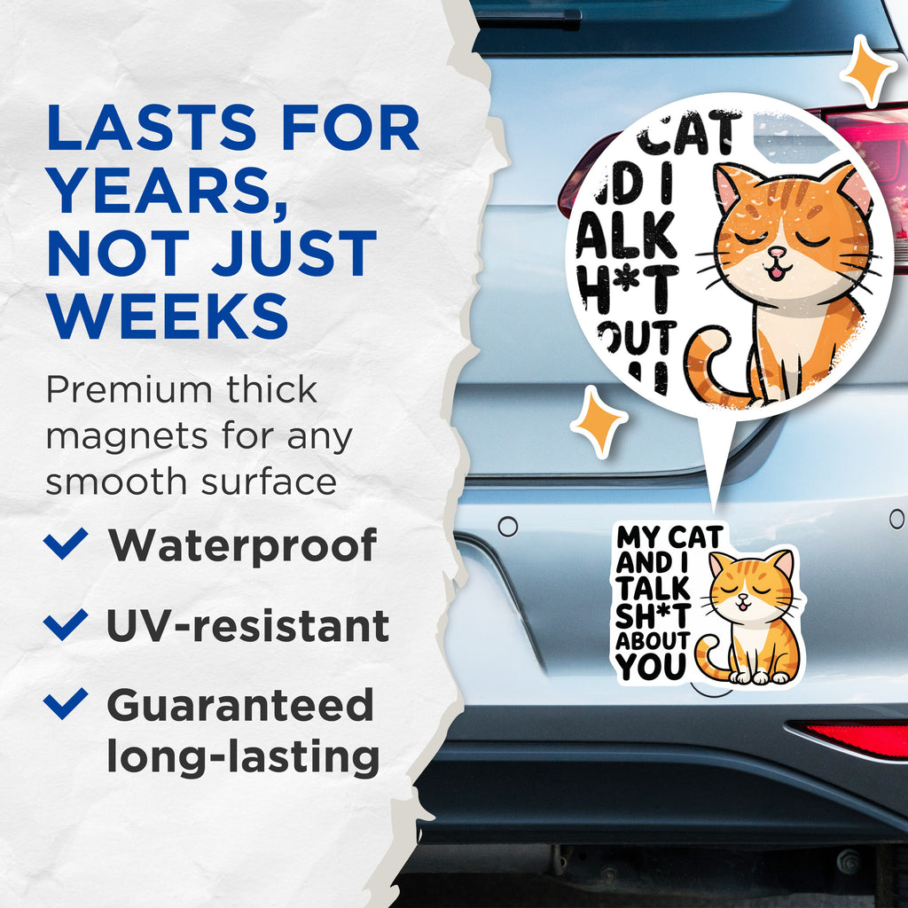 (2 Pack) Funny Cat Magnets - Sarcastic Pet Owner Humor - Refrigerator Locker Magnetic Kitchen Decor - 5 Inches On Longest Side - Thick Durable Magnet - Made in USA - MAG38787