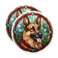 (2 Pack) German Shepherd Magnets - Stained Glass Dog Art - Dog Lover Refrigerator Decor - 5 Inches On Longest Side - Thick Durable Magnet - Made in USA - MAG25624