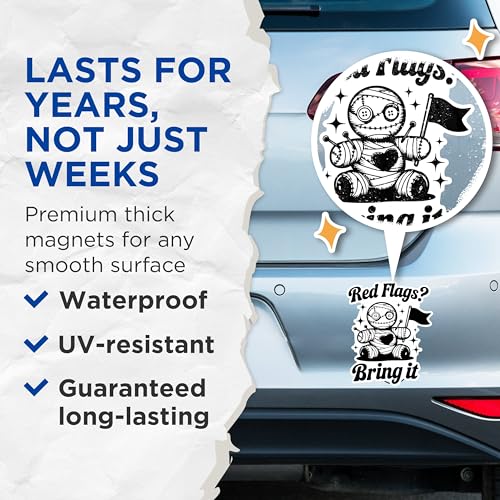(2 Pack) Red Flags Voodoo Doll Magnets - Bring It Funny Magnets - Red Flags Humorous Magnets- 5" On Longest Side - for Fridges, Toolboxes, Cars - Made in USA - MAG2862