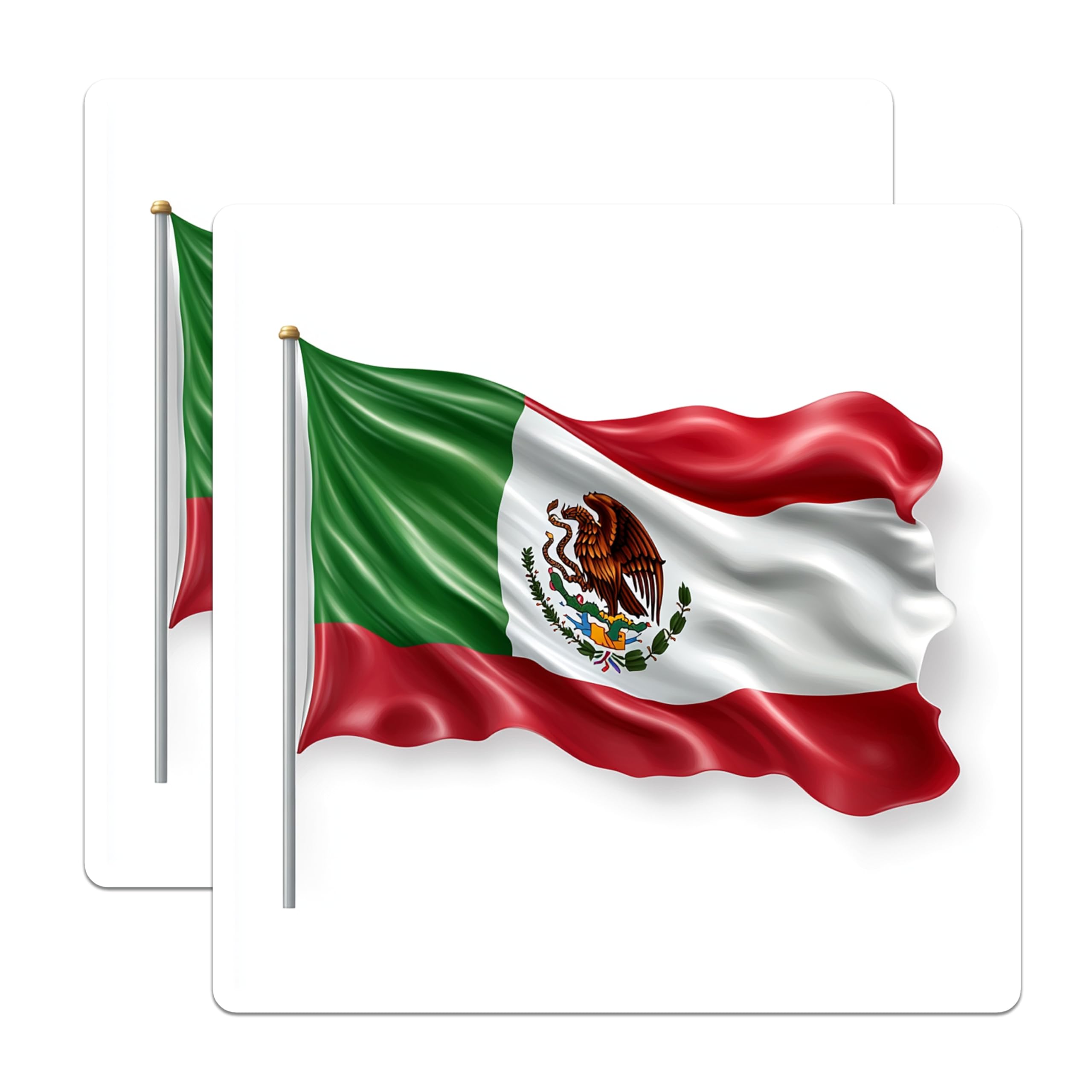 (2 Pack) Mexican Flag Magnets - National Emblem Mexico - Cultural Pride Souvenir - 5 Inches On Longest Side - Thick Durable Magnet - Made in USA - MAG25110