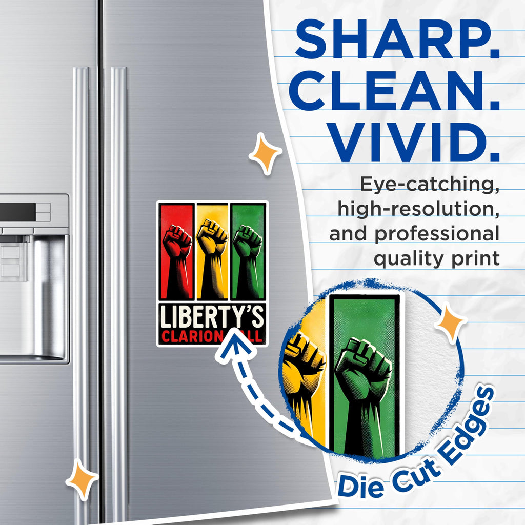 (2 Pack) Liberty's Clarion Call Magnets - Inspirational Equality Magnets - Freedom and Justice Magnets- 5" On Longest Side - for Fridges, Toolboxes, Cars - Made in USA - MAG2657