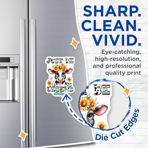 (2 Pack) Inspirational Cow Decor for Fridge or Locker Magnet - 5" On Longest Side - Sticks to Smooth Flat Surfaces - Made in USA - MAG9808