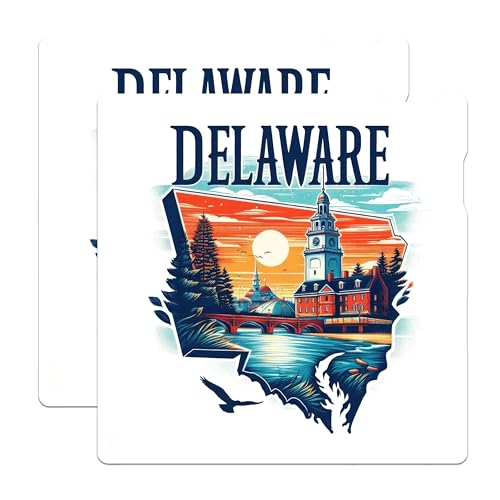 (2 Pack) Delaware Travel Decal Stickers - Scenic Delaware Landscape Stickers - State Souvenir Stickers - 5" On Longest Side - Sticks to Smooth Flat Surfaces - Made in USA - BMCS4824