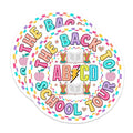 (2 Pack) Back to School Tour Stickers - ABCD Pencil Book - School Supplies Decor - 5" On Longest Side - Sticks to Smooth Flat Surfaces - Made in USA - BMCS9119