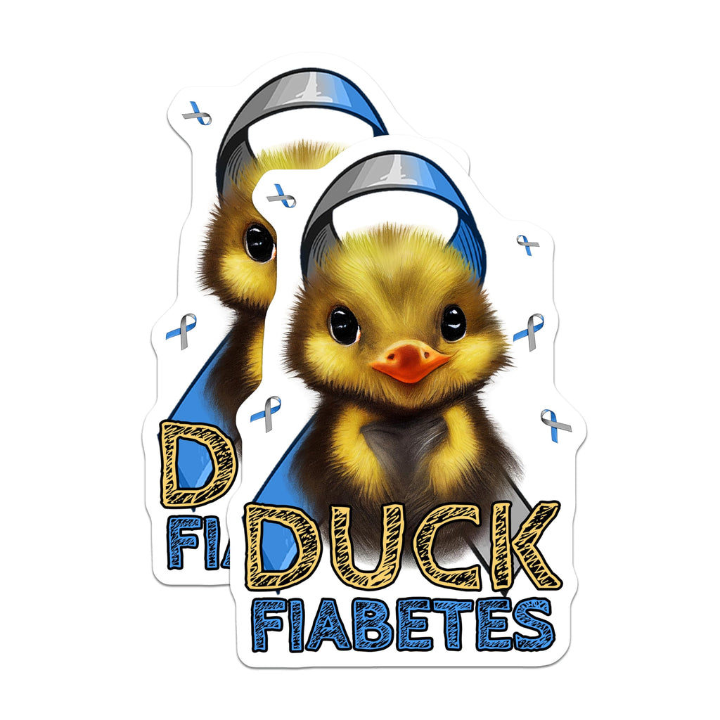 (2 Pack) Duck Fiabetes Magnets - Diabetes Awareness Support - Cute Duckling Illustration - 5" On Longest Side - Premium Magnet - for Cars, Refrigerators, Toolboxes, Lockers - Made in USA - MAG16762
