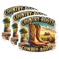 (3 Pack) Cowboy Boots Decals - Country Roots Decal - Western Laptop Decals- 3 Inches On Longest Side - Easy Peel & Apply - Made in USA - 3MCS5565