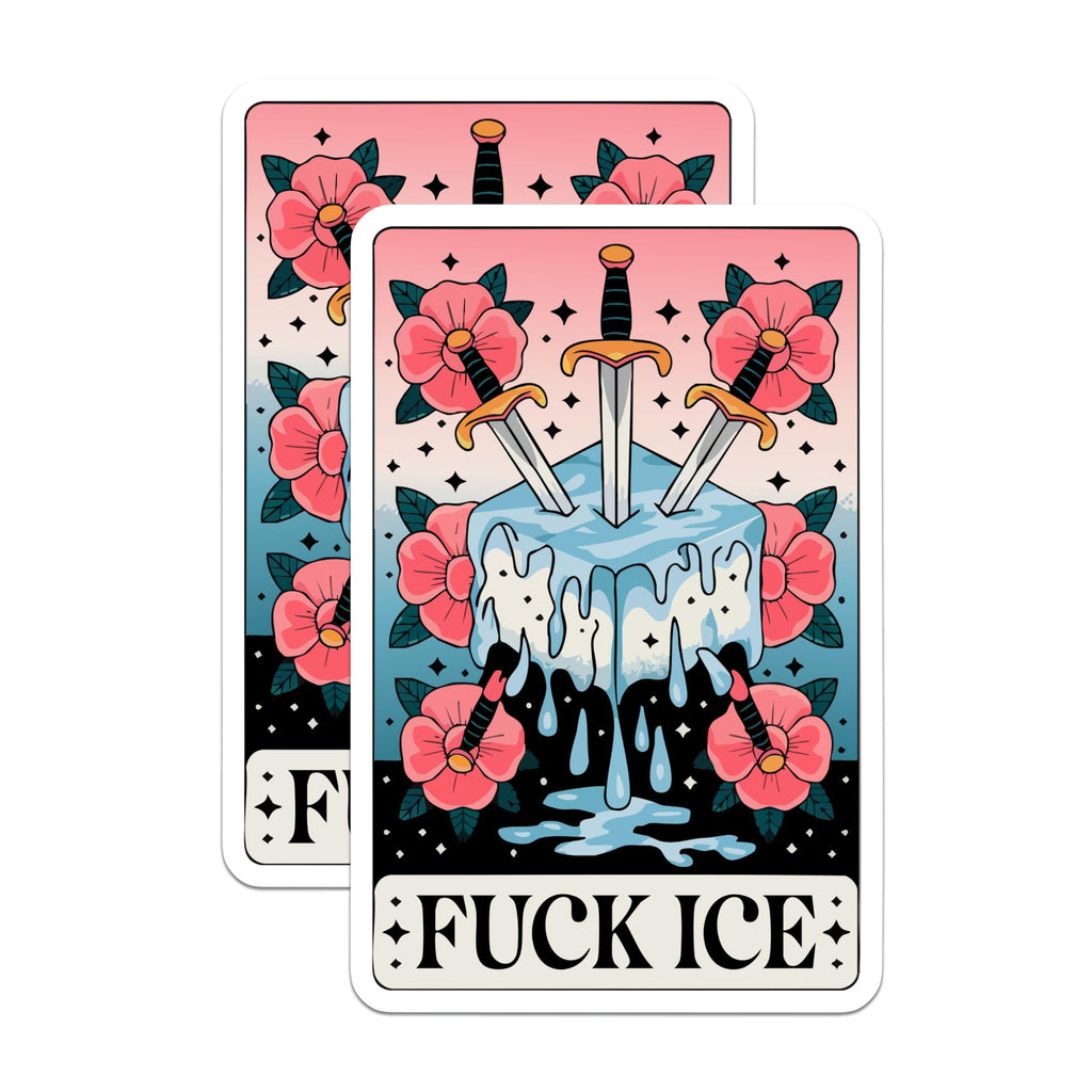 (2 Pack) Rebellious Tarot Magnets - Sword Ice Melting - Snarky Kitchen Decor - 5 Inches On Longest Side - Thick Durable Magnet - Made in USA - MAG20728