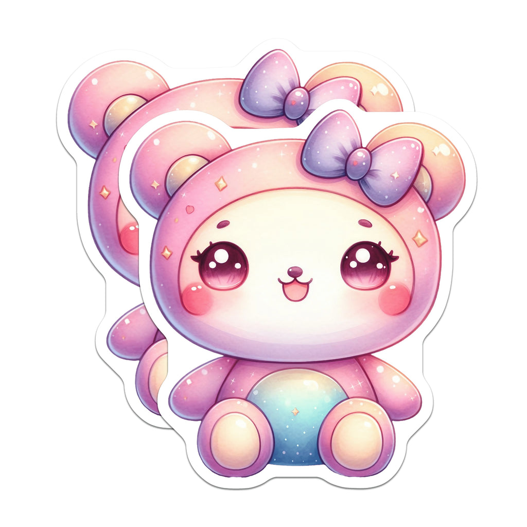 (2 Pack) Kawaii Bear Magnets - Cute Pastel Animal Fridge Decor - Dreamy Aesthetic Character Magnet - 5 Inches On Longest Side - Thick Durable Magnet - Made in USA - MAG38938