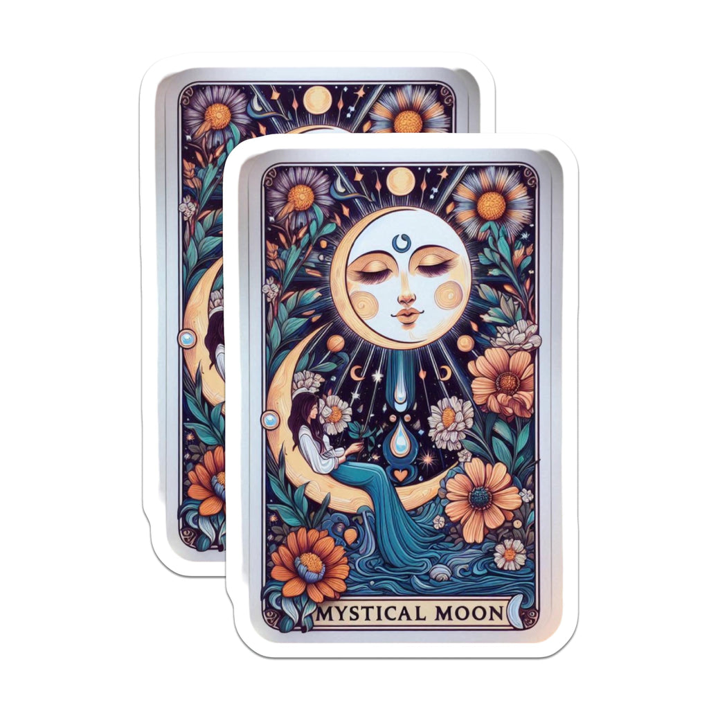 (2 Pack) Mystical Moon Magnets - Celestial Bohemian Decor - Whimsical Floral Art - 5 Inches On Longest Side - Thick Durable Magnet - Made in USA - MAG20497