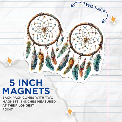 (2 Pack) Dreamcatcher Magnets Magnets - Boho Decor - Native American Art - 5" On Longest Side - Made in USA - Sticks to Refrigerators & Metal Surfaces - MAG8865