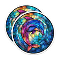 (2 Pack) Stained Glass Dolphin Magnets - Ocean Animal Art - Vibrant Marine Life Decor - Whimsical Sea Creature - 5 Inches On Longest Side - Thick Durable Magnet - Made in USA - MAG28969