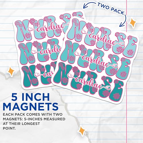 (2 Pack) Nurse Magnets Magnets - Cardiac Nurse Decor - Medical Professional Gifts - 5" On Longest Side - Made in USA - Sticks to Refrigerators & Metal Surfaces - MAG9131