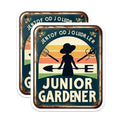 (2 Pack) Junior Gardener Stickers - Cute Gardening Stickers - Kids Gardening Decals - 5" On Longest Side - Sticks to Smooth Flat Surfaces - Made in USA - BMCS6435