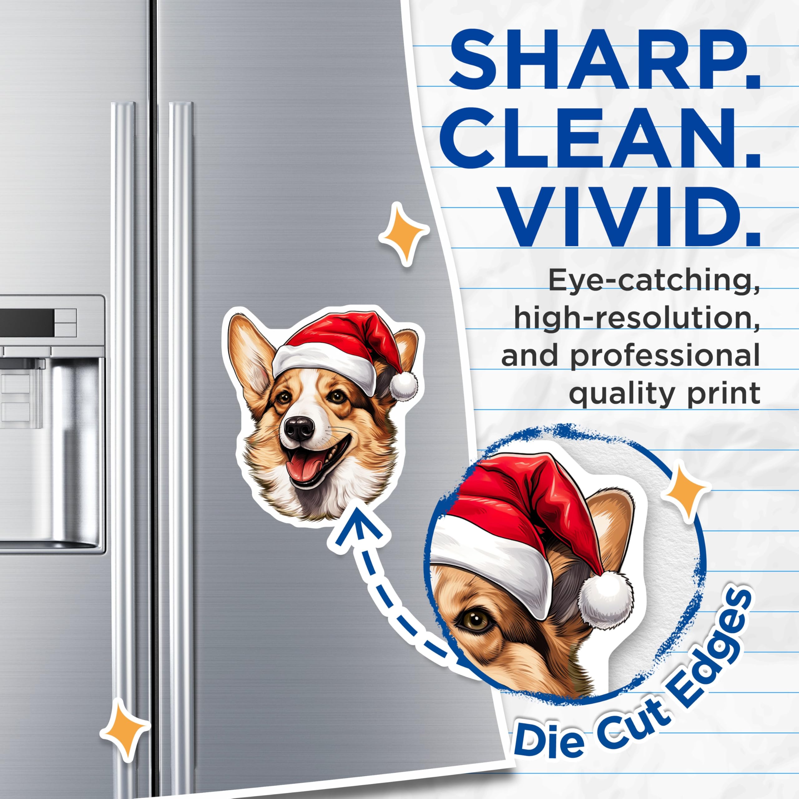 (2 Pack) Corgi Christmas Magnets - Santa Hat Dog Decor - Festive Pet Lovers Home Accent - 5 Inches On Longest Side - Thick Durable Magnet - Made in USA - MAG28756