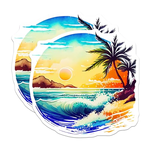 (2 Pack) Beach Sunset Magnets Magnets - 5" On Longest Side - Made in USA - Sticks to Refrigerators & Metal Surfaces - MAG9267
