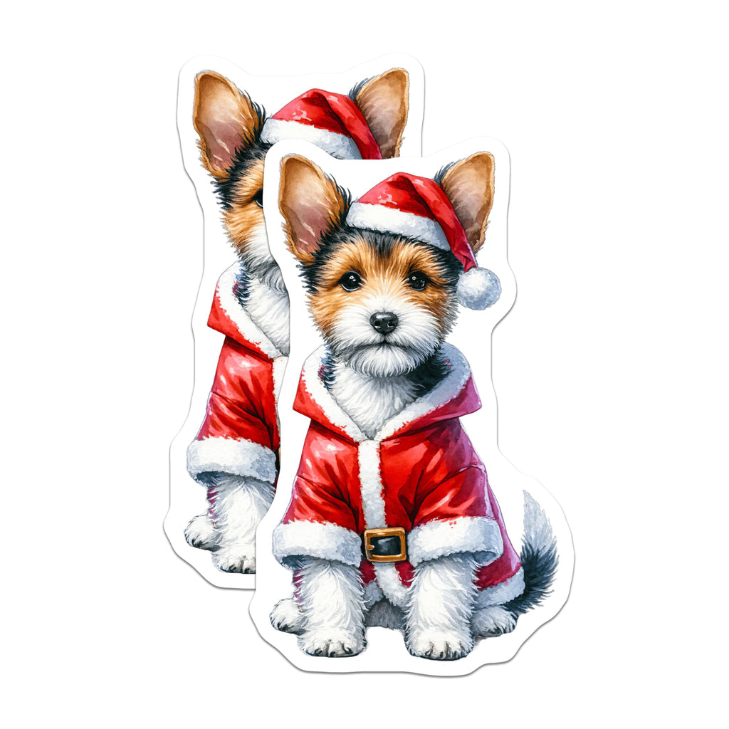 (2 Pack) Christmas Dog Magnets - Santa Puppy Decor - Holiday Pet Owner Present - Yorkie Terrier Lover - 5 Inches On Longest Side - Thick Durable Magnet - Made in USA - MAG25230
