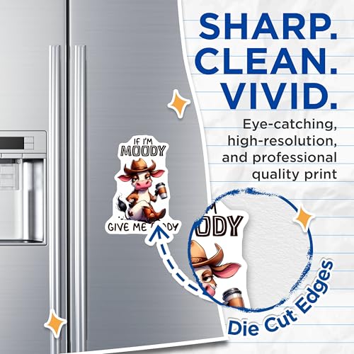 (2 Pack) Moody Cow Magnets - Funny Cow Kitchen - Cute Farm Animal Refrigerator Magnets - Mood Magnets - 5" On Longest Side - for Cars, Fridges, Toolboxes - Made in USA - MAG3787