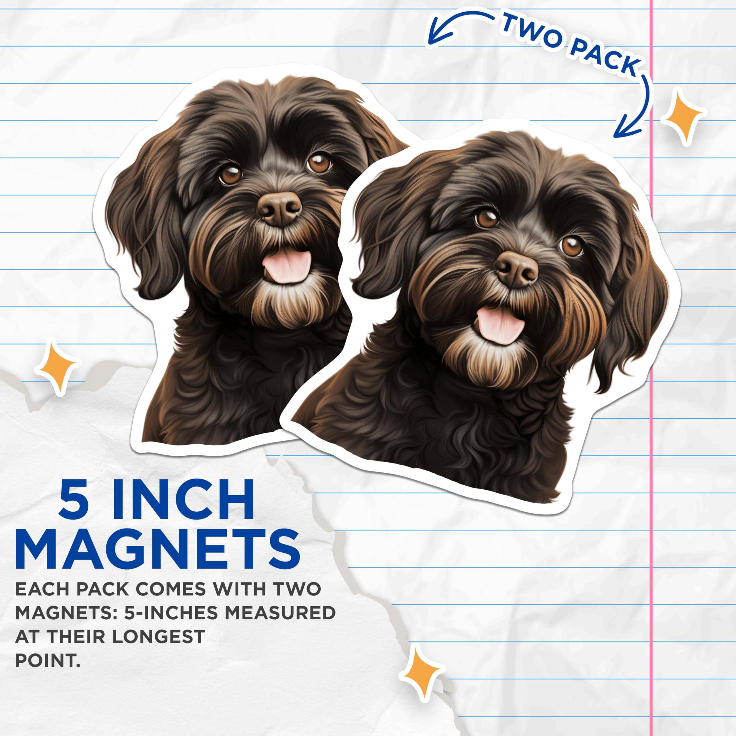 (2 Pack) Havanese Dog Magnets - Adorable Fluffy Puppy - Pet Parent Refrigerator Decor - 5 Inches On Longest Side - Thick Durable Magnet - Made in USA - MAG26300