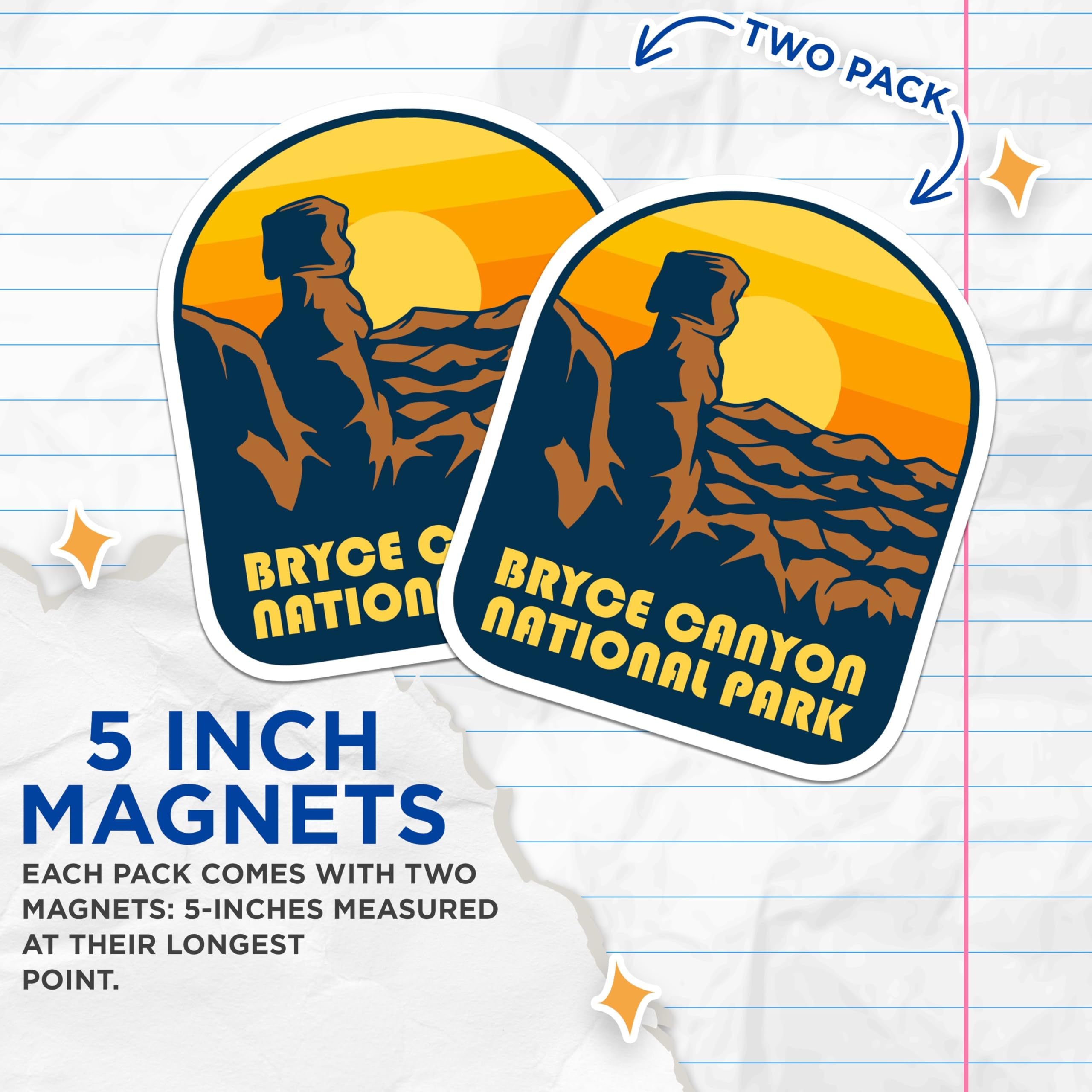 (2 Pack) Bryce Canyon Magnets - National Park Travel Decor - Fridge Souvenirs - 5" On Longest Side - Premium Magnet - for Cars, Refrigerators, Toolboxes, Lockers - Made in USA - MAG18703