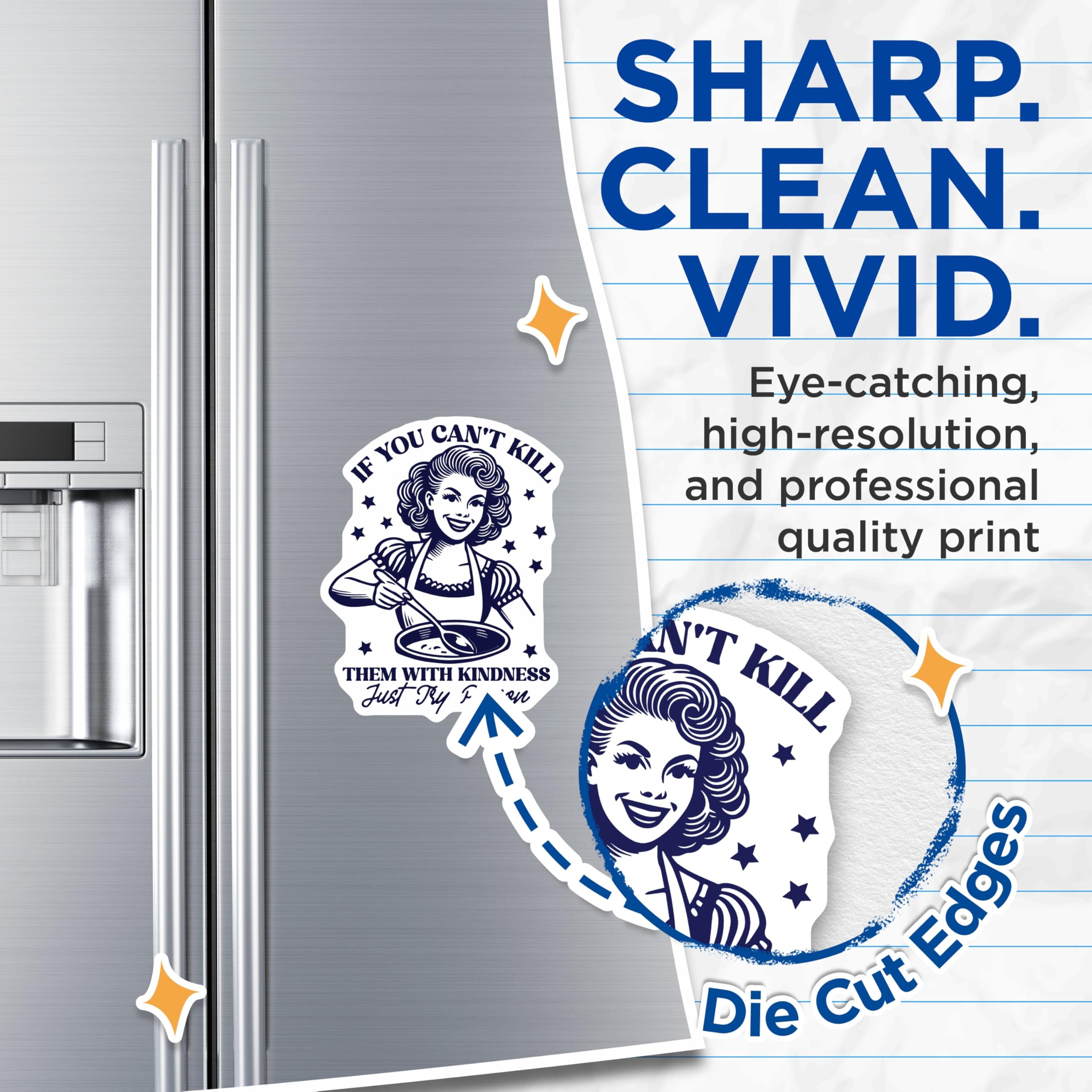 (2 Pack) Retro Housewife Magnets - Funny Kitchen Decor - Sarcastic Magnet - 5" On Longest Side - Premium Magnet - for Cars, Refrigerators, Toolboxes, Lockers - Made in USA - MAG15940