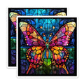 (2 Pack) Stained Glass Butterfly Magnets - Vibrant Mosaic Butterfly Decor - Artistic Fridge Locker Home Accent - 5 Inches On Longest Side - Thick Durable Magnet - Made in USA - MAG28578