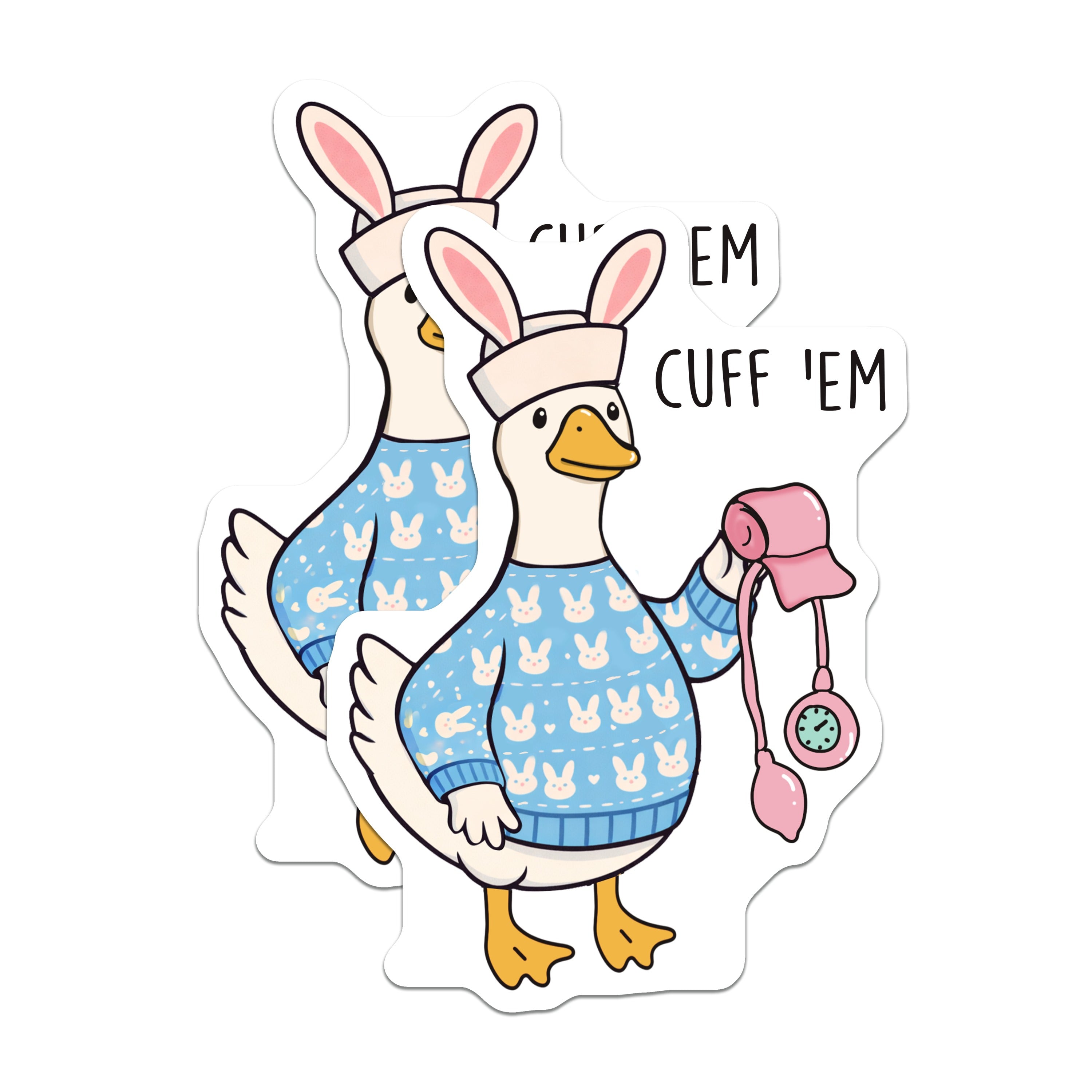 (2 Pack) Funny Nurse Magnets - Cuff Em Duck Design - Healthcare Worker Appreciation - RN LPN Student Decor - 5 Inches On Longest Side - Thick Durable Magnet - Made in USA - MAG36591