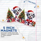 (2 Pack) Dalmatian Puppy Magnets - Christmas Dog Decor - Holiday Refrigerator Art - 5 Inches On Longest Side - Thick Durable Magnet - Made in USA - MAG26812