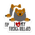 (2 Pack) I Love My French Bulldog Stickers - Cute Pet Stickers - Dog Lover Decals for Laptops Water Bottles - 5" On Longest Side - Sticks to Smooth Flat Surfaces - Made in USA - BMCS4305