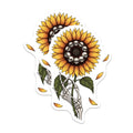(2 Pack) Sunflower Skull Stickers - Gothic Flower Stickers - Skeleton Hand Stickers - 5" On Longest Side - Sticks to Smooth Flat Surfaces - Made in USA - BMCS17808