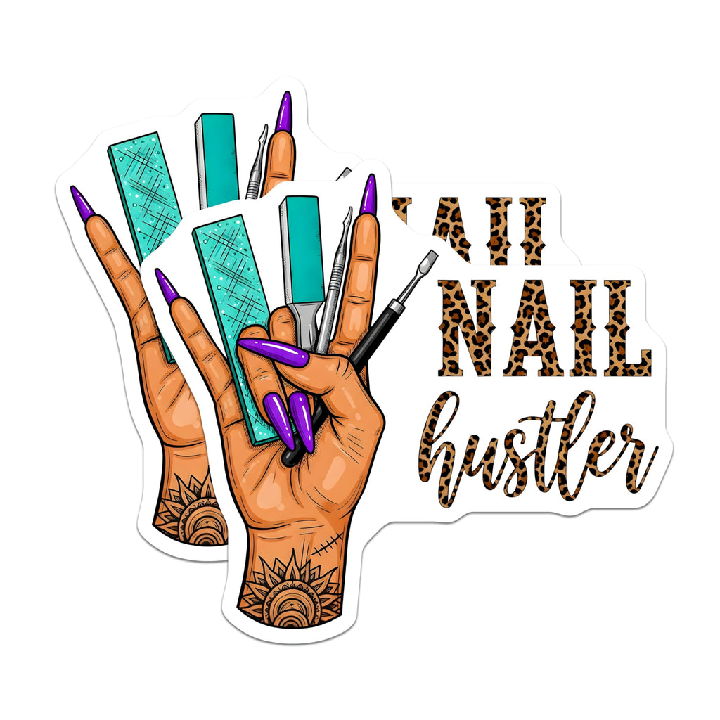 (2 Pack) Nail Hustler Magnets - Nail Tech Supplies - Beauty Salon Decor - 5 Inches On Longest Side - Thick Durable Magnet - Made in USA - MAG27372