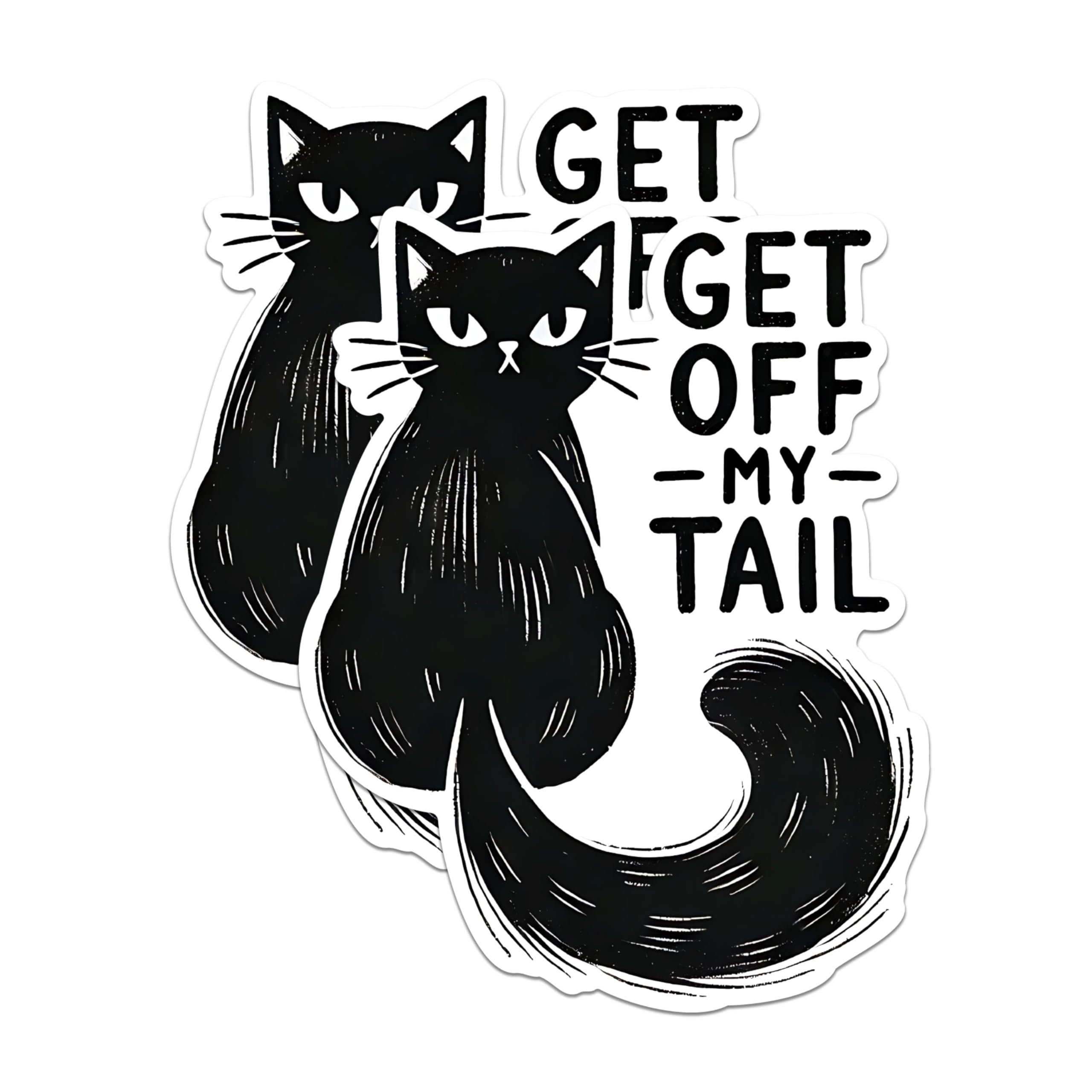 (2 Pack) Get Off My Tail Magnets - Funny Cat Magnets - Cute Cat Saying Magnets - Animal Humor Magnets- 5" On Longest Side - for Fridges, Toolboxes, Cars - Made in USA - MAG2796