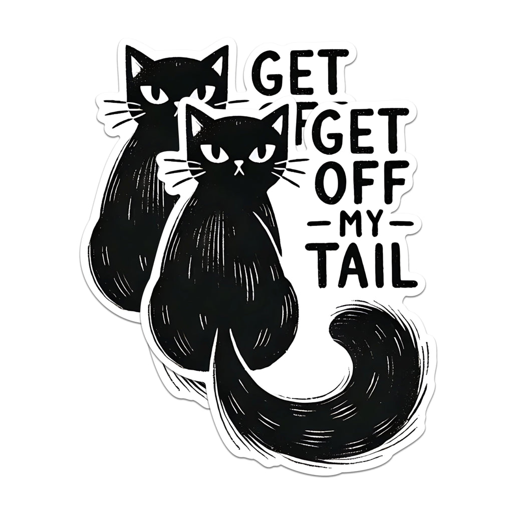 (2 Pack) Get Off My Tail Magnets - Funny Cat Magnets - Cute Cat Saying Magnets - Animal Humor Magnets- 5" On Longest Side - for Fridges, Toolboxes, Cars - Made in USA - MAG2796