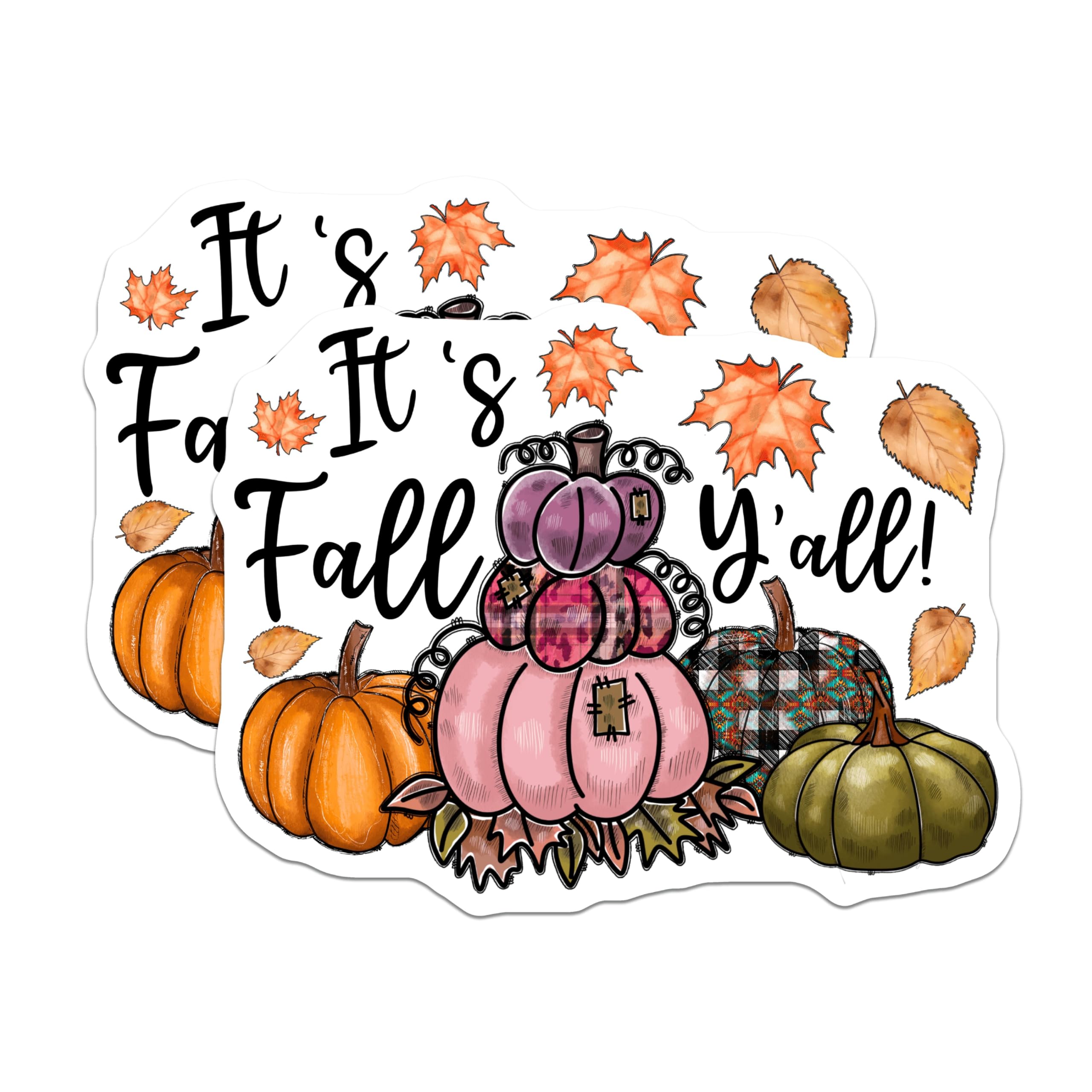 (2 Pack) Fall Yall Magnets - Autumn Pumpkin Decor - Farmhouse Refrigerator Art - Seasonal Home Accent - Thanksgiving Decor - 5 Inches On Longest Side - Thick Durable Magnet - Made in USA - MAG29886